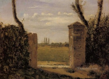 Boid Guillaumi cerca de Rouen Una puerta flanqueada por dos postes plein air Romanticismo Jean Baptiste Camille Corot Pinturas al óleo